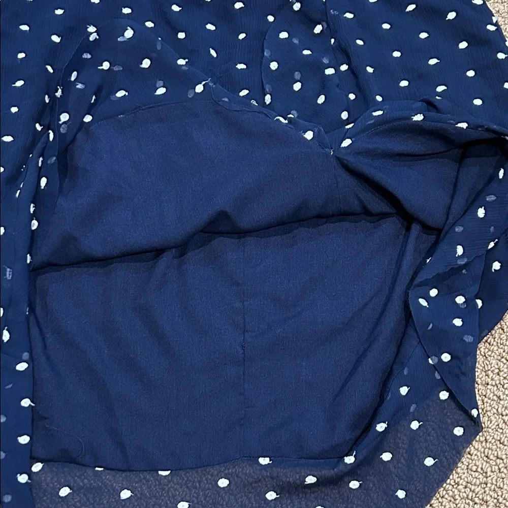 Anthropologie Hutch Ruffled Clip Dot Mini Skirt size 12 Navy Blue White